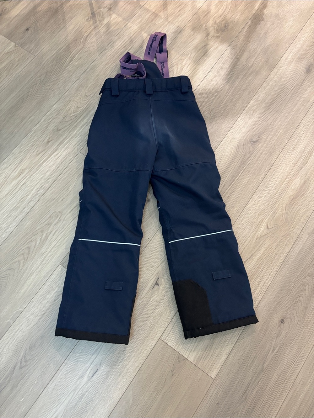 Kids Navy Blue Snow Bib Pants with Pink Suspenders - Picture 2 of 10